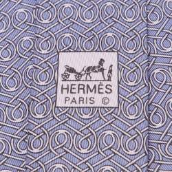 Pre Owned Hermès Purple Printed Silk Classic Tie