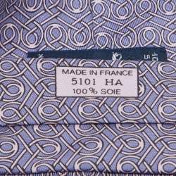 Pre Owned Hermès Purple Printed Silk Classic Tie