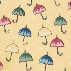 Hermes Yellow Umbrella Print Silk Tie