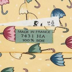 Hermes Yellow Umbrella Print Silk Tie