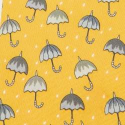 Hermès Orange Umbrella Print Silk Tie