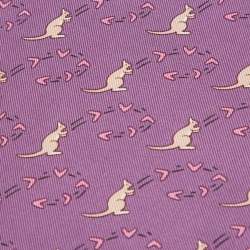 Pre Owned Hermes Purple Kangaroo Print Silk Tie