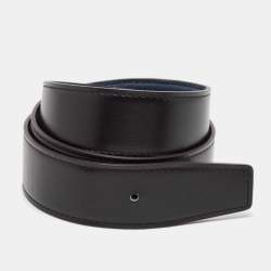 Hermes Bleu/Noir Evergrain and Box Leather Reversible Belt Strap 90 CM