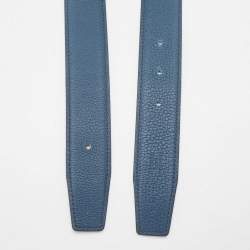 Hermes Bleu/Noir Evergrain and Box Leather Reversible Belt Strap 90 CM