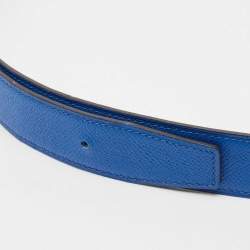 Hermès Bleu France/Noir Epsom Leather Belt Strap 95 CM