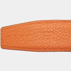 Hermès Orange/Noir Togo and Box Leather Reversible Belt Strap 90 CM