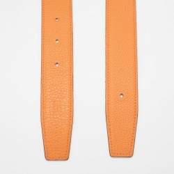Hermès Orange/Noir Togo and Box Leather Reversible Belt Strap 90 CM