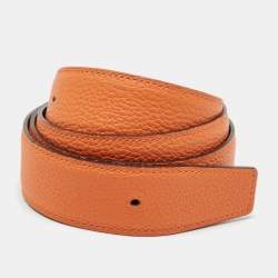 Hermès Orange/Noir Togo and Box Leather Reversible Belt Strap 90 CM