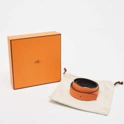 Hermès Orange/Noir Togo and Box Leather Reversible Belt Strap 90 CM