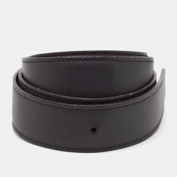 Hermès Bleu Minuit/Noir Togo and Swift Leather Reversible Belt Strap 90 CM