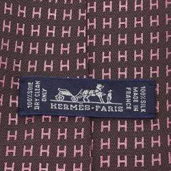 Pre Owned Hermès Purple Silk Faconnee H Bicolore Tie