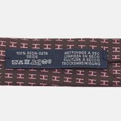 Pre Owned Hermès Purple Silk Faconnee H Bicolore Tie