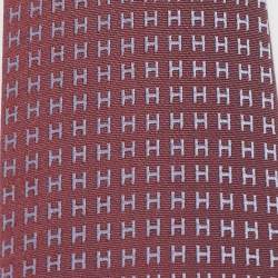 Pre Owned Hermes Burgundy Silk Faconnee H Bicolore Tie