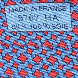 Pre Owned Hermes Blue/Red Printed Silk Tie 