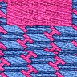 Pre Owned Hermes Pink/Purple H Print Silk Tie
