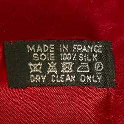 Hermes Red Silk H Silk Pocket Square 