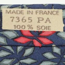 Hermes Multicolor Botanical Leaf Printed Silk Tie