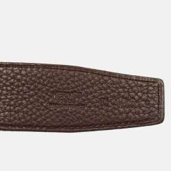 Pre Owned Hermes Black/Chocolat Box and Togo Leather H Buckle Reversible Belt 105CM