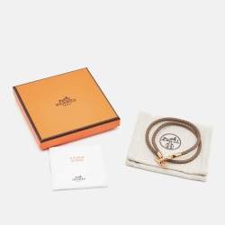 Hermes Glenan Leather Rose Gold Plated Bracelet