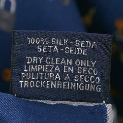 Hermès Bleu Silk Twill N'Oublie Pas Tes Cles Pocket Square