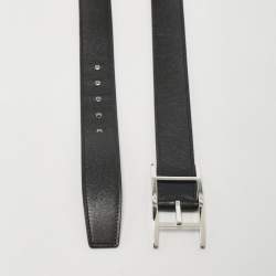 Pre Owned Hermès Noir/Gold Box and Togo Leather Quentin Reversible Belt 90 CM