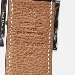 Pre Owned Hermès Noir/Gold Box and Togo Leather Quentin Reversible Belt 90 CM