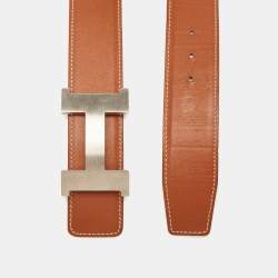 Hermès Gold/Etain Chamonix and Epsom Leather Brushed Constance Buckle Reversible Belt 95 CM