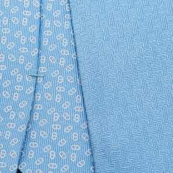 مملوكة مسبقًا Hermes Blue Silk Slim Double Maillon Tie 