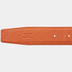 Pre Owned Hermès Orange/Chocolate Togo and Box Leather Athena Reversible Belt