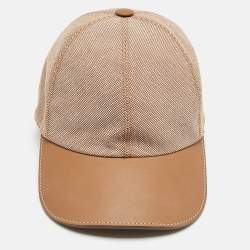 Pre Owned Hermès Brown Stretch Canvas Tess Kelly Plein Air Cap Size 56