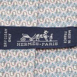 Hermès Pink Microphone Printed Silk Satin Tie