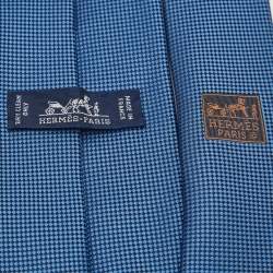 Pre Owned Hermes Blue Jacquard Silk Saint-Honore Tie