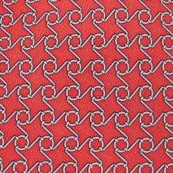 Pre Owned Hermes Red Printed Silk Classic Tie