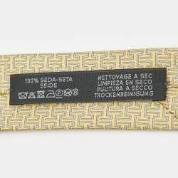 Pre Owned Hermès Yellow Printed Silk Classic Tie