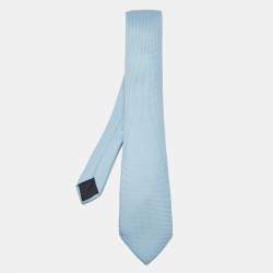 Hermès Light Blue Jacquard Silk Saint-Honore Tie