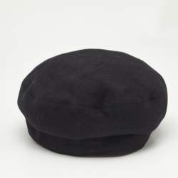 Hermes Black Leather Trim Felt Brighton Cap