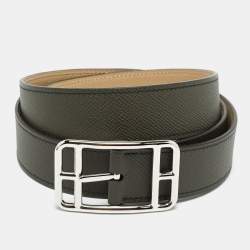 Hermès Vert de Gris/Trench Epsom Leather Cape Cod Reversible Belt 95 CM