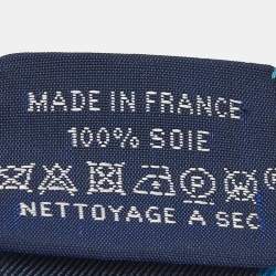 Pre Owned Hermès Blue Silk Faubourg Party Pocket Square