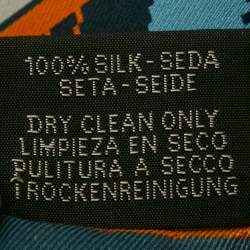 Pre Owned Hermès Blue/Orange Silk Faubourg Party Pocket Square