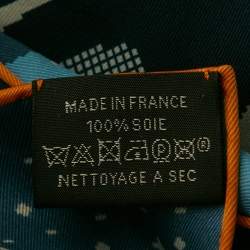Pre Owned Hermès Blue/Orange Silk Faubourg Party Pocket Square