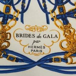 Pre Owned Hermès Blue Silk Brides de Gala Pocket Square