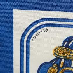 Pre Owned Hermès Blue Silk Brides de Gala Pocket Square