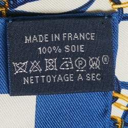 Pre Owned Hermès Blue Silk Brides de Gala Pocket Square