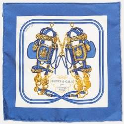 Pre Owned Hermès Blue Silk Brides de Gala Pocket Square