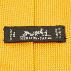 Pre Owned Hermes Yellow Saint-Honore Silk Tie