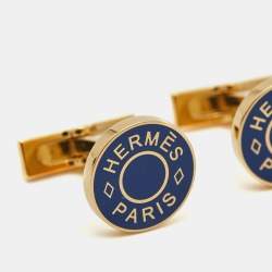 Pre Owned Hermes Licol 2 Enamel Gold Plated Cufflinks