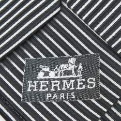 Pre Owned Hermès Monochrome Striped Classic Tie