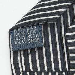 Pre Owned Hermès Monochrome Striped Classic Tie