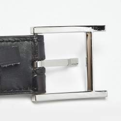 Pre Owned Hermes Noir Crocodile Porosus H Buckle Belt 95 CM