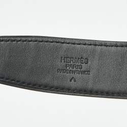 Pre Owned Hermes Noir Crocodile Porosus H Buckle Belt 95 CM